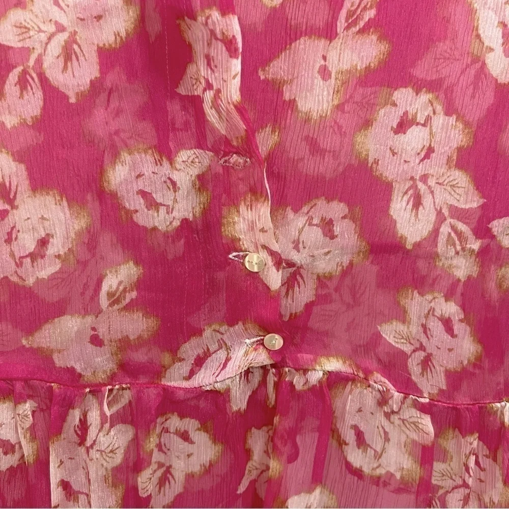 Lilith sheer asymmetrical silk floral top